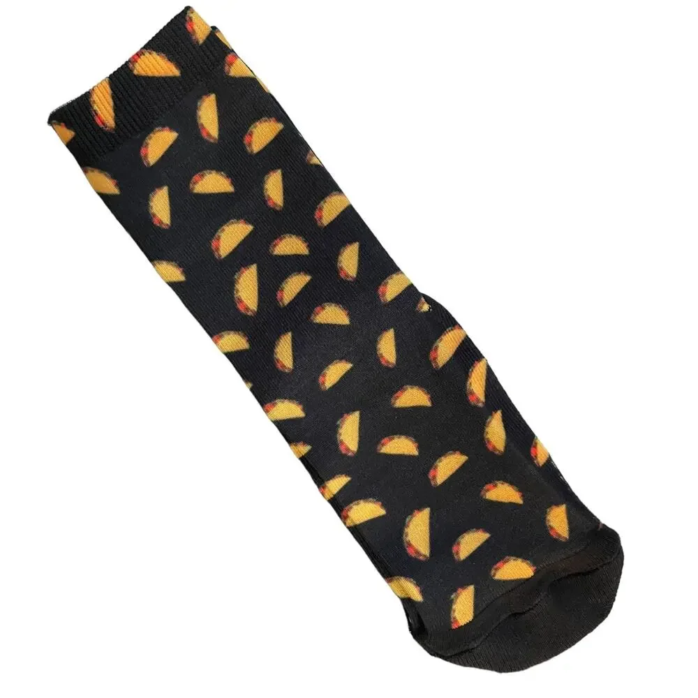 Vicky Life Black Taco Fun Novelty Crew Socks Small 4-6